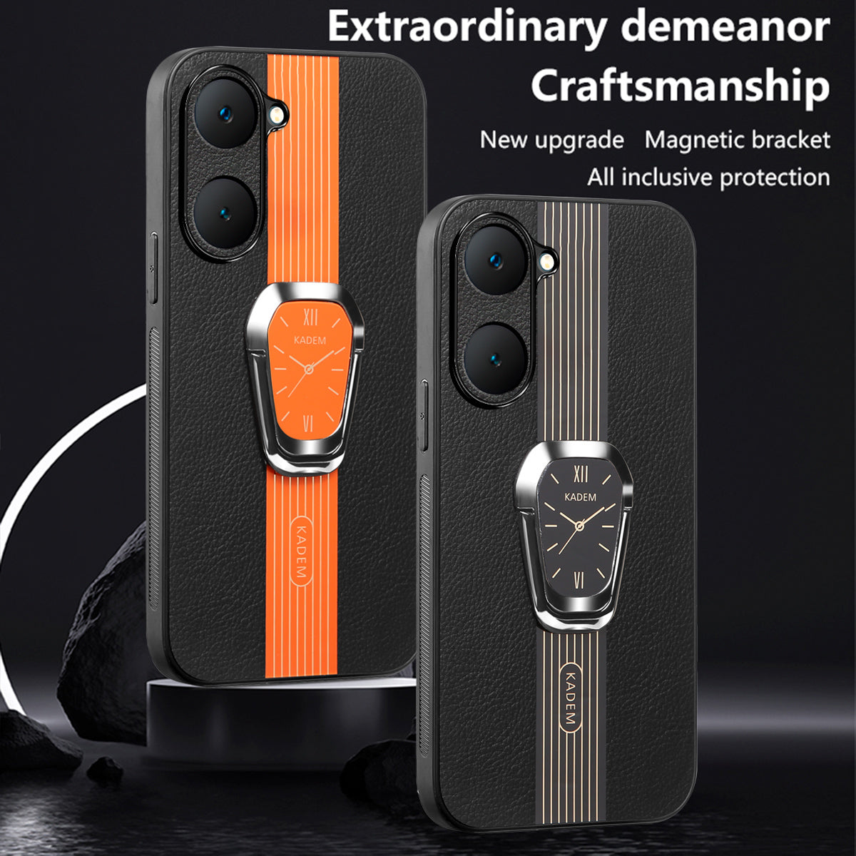 KADEM For vivo Y03 Shockproof Cover Folding Kickstand PU+TPU+Acrylic Electroplated Phone Case KADEM For vivo Y03 Shockproof Cover Folding Kickstand PU+TPU+Acrylic Electroplated Phone Case